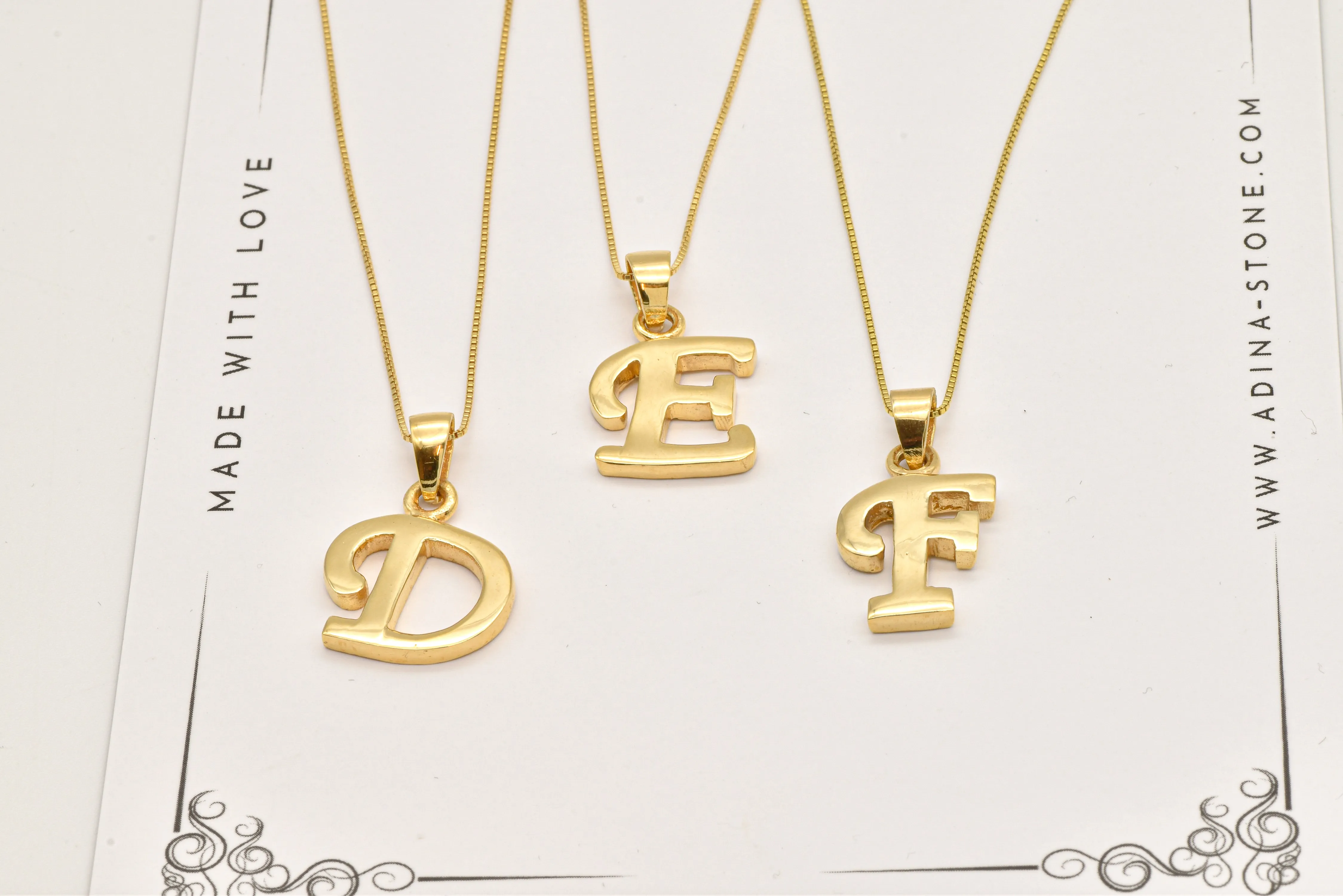 Gold Letter Pendant - Initial Letter Charm - Personalized Letter Necklace