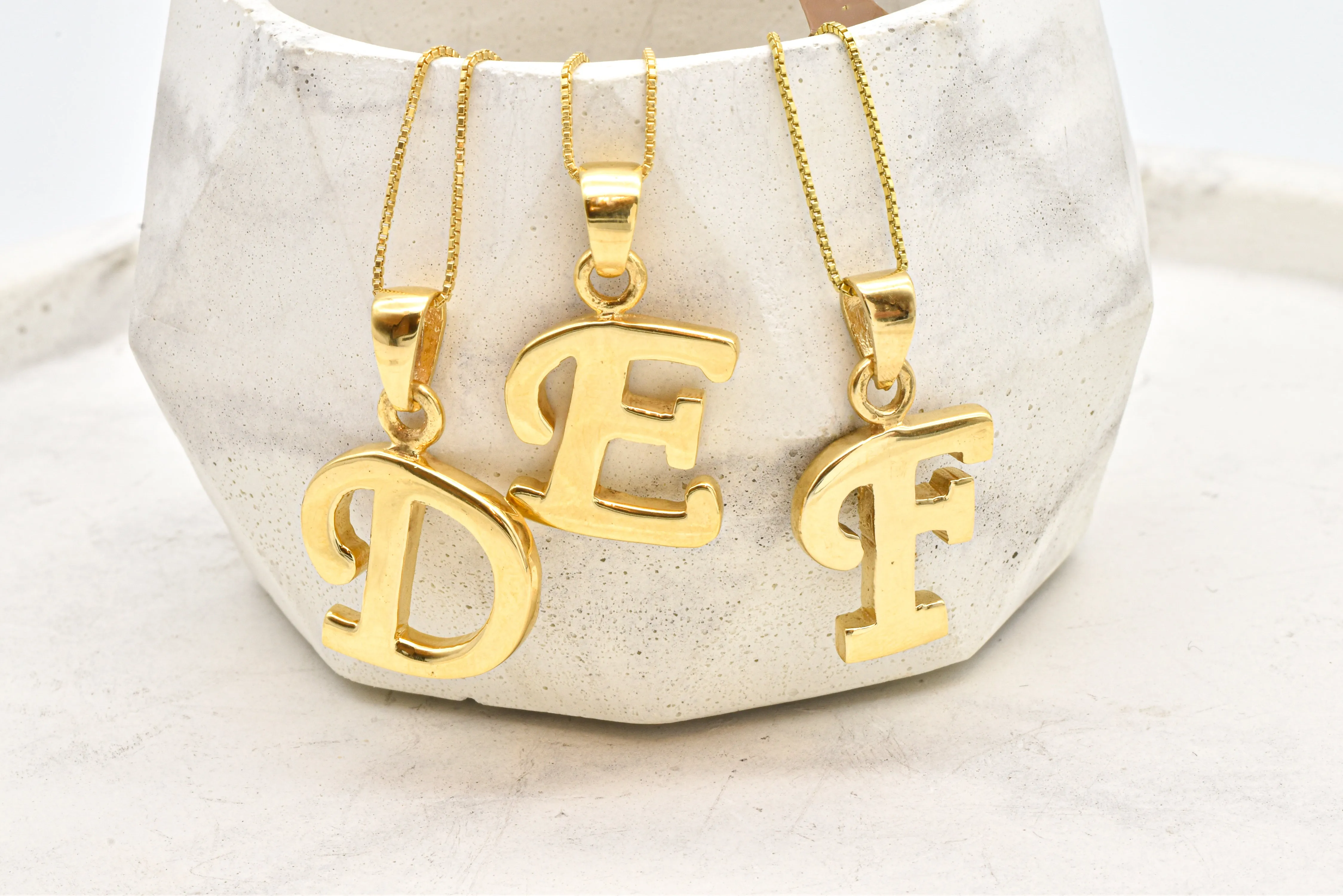 Gold Letter Pendant - Initial Letter Charm - Personalized Letter Necklace