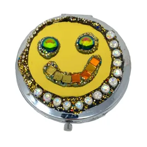 GOLD SMILEY FACE COMPACT MIRROR