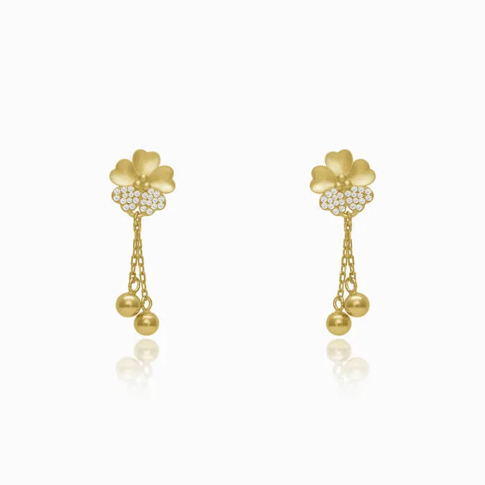 Golden Clover Dangle Earrings