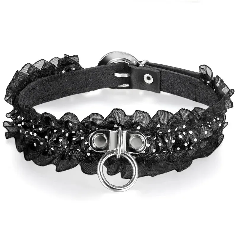 Gothic Lace Rivet Gun Plated Choker