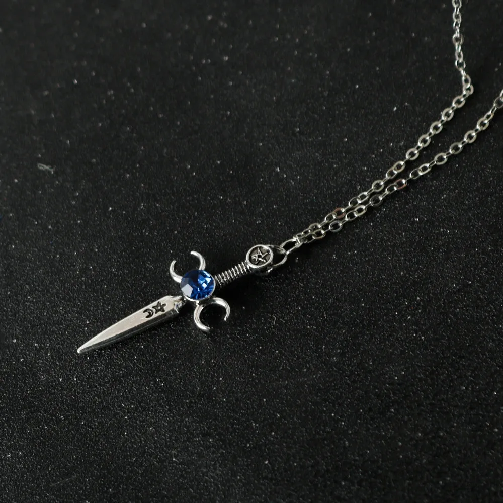 Gothic Sword Rhinestone Necklace