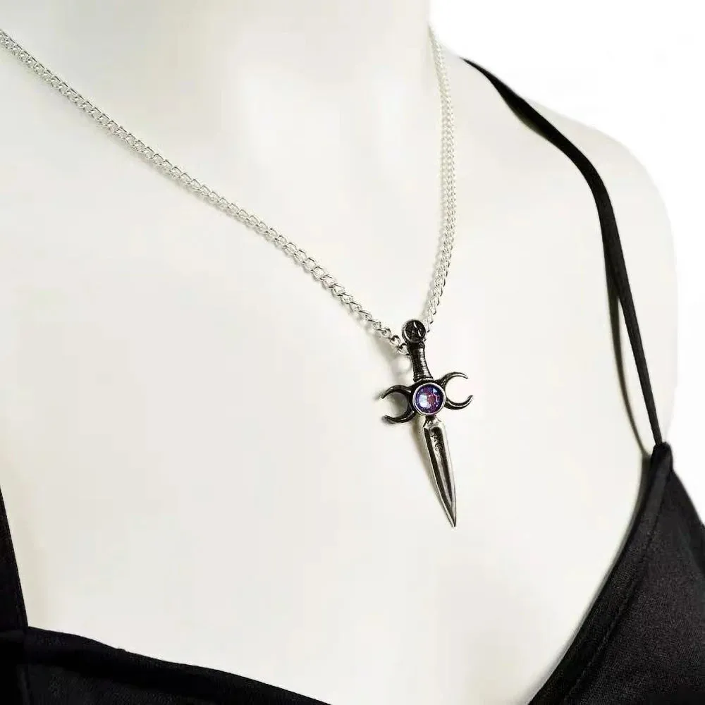 Gothic Sword Rhinestone Necklace