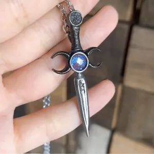 Gothic Sword Rhinestone Necklace