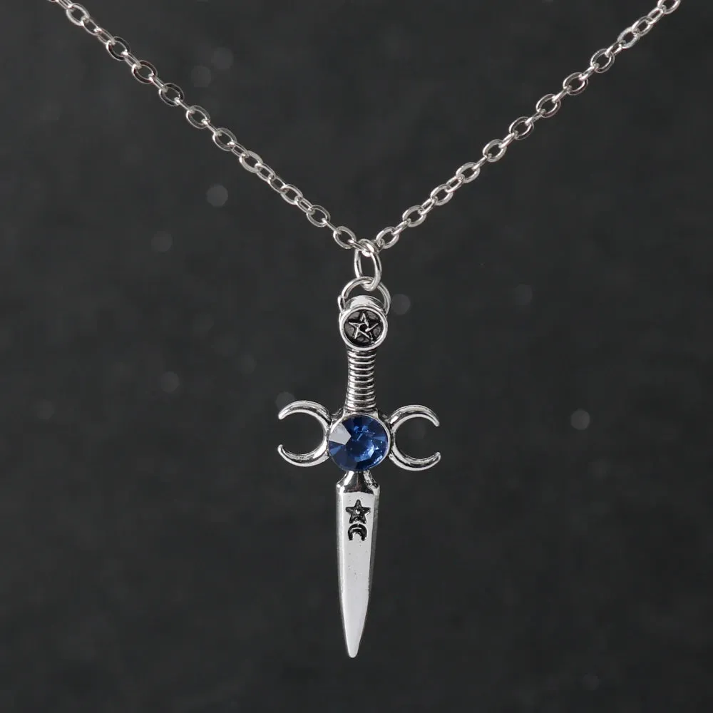 Gothic Sword Rhinestone Necklace