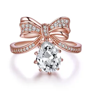 Grace Bow Tiara Sterling Silver Ring in Rose Gold