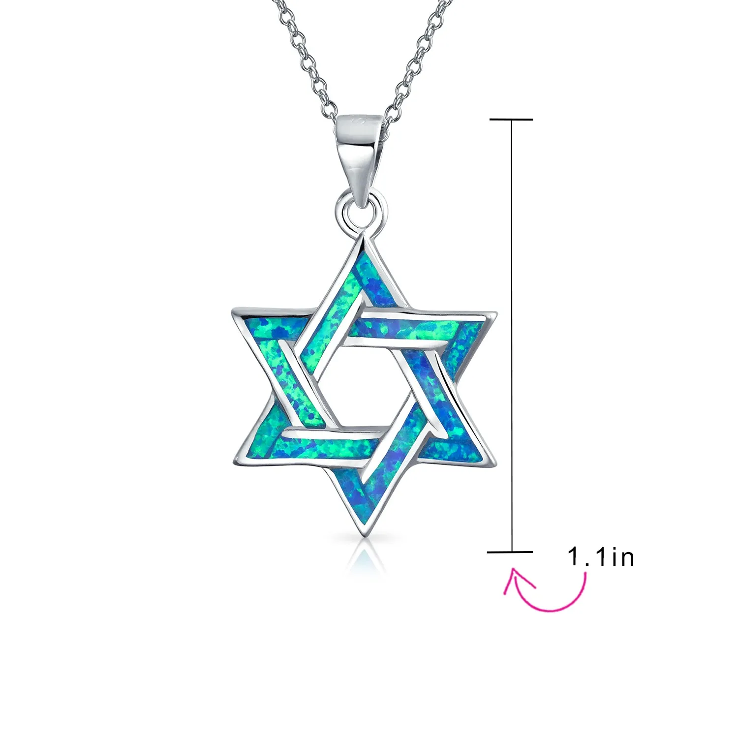 Hanukkah Magen Judaic Opal Star Of David Pendant Necklace Sterling Silver