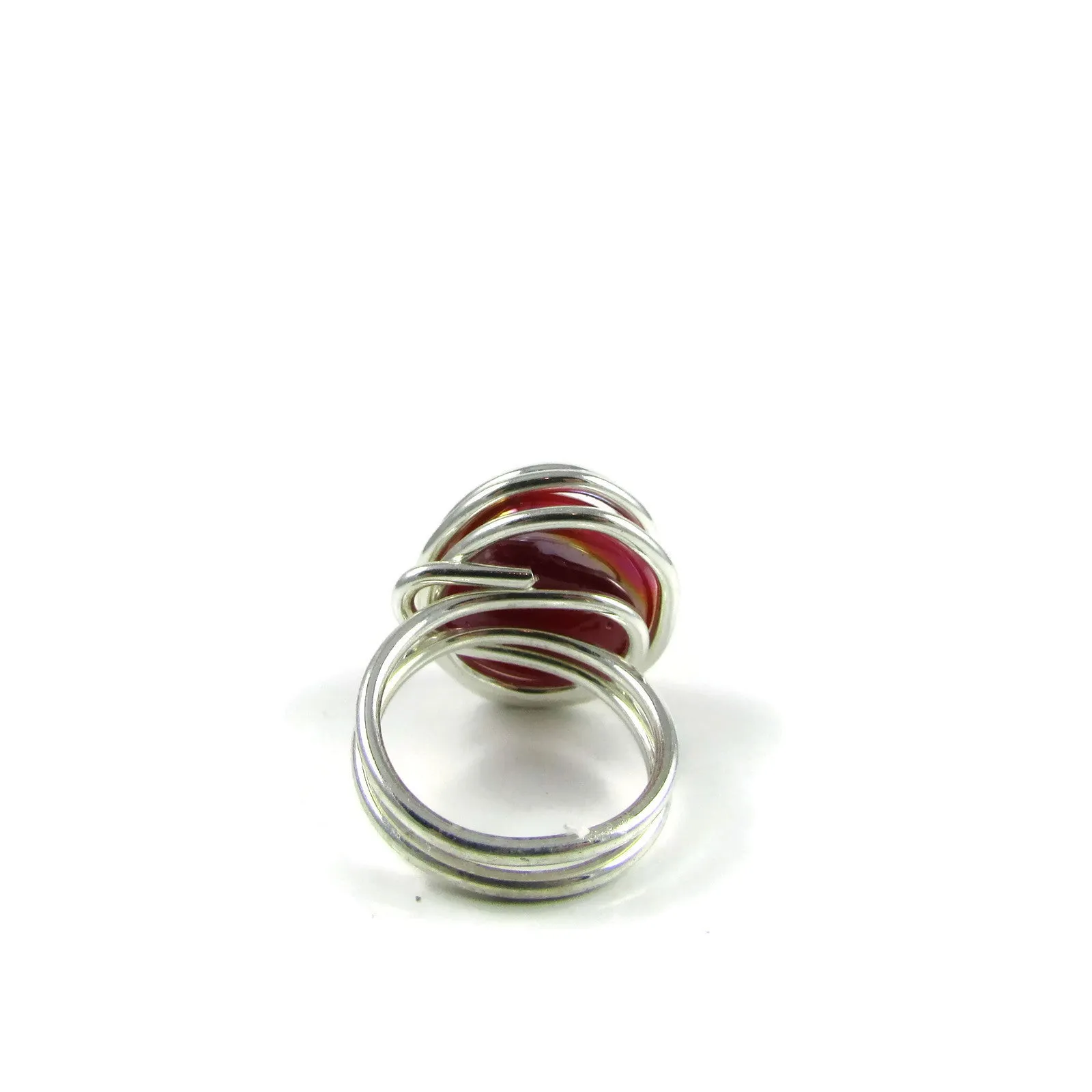 Infinity Glass Ring - Coral Iridescent