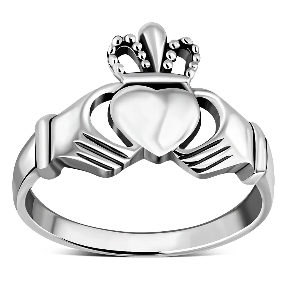 Irish Claddagh Solid Silver Ring