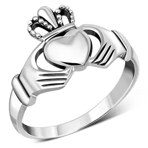 Irish Claddagh Solid Silver Ring