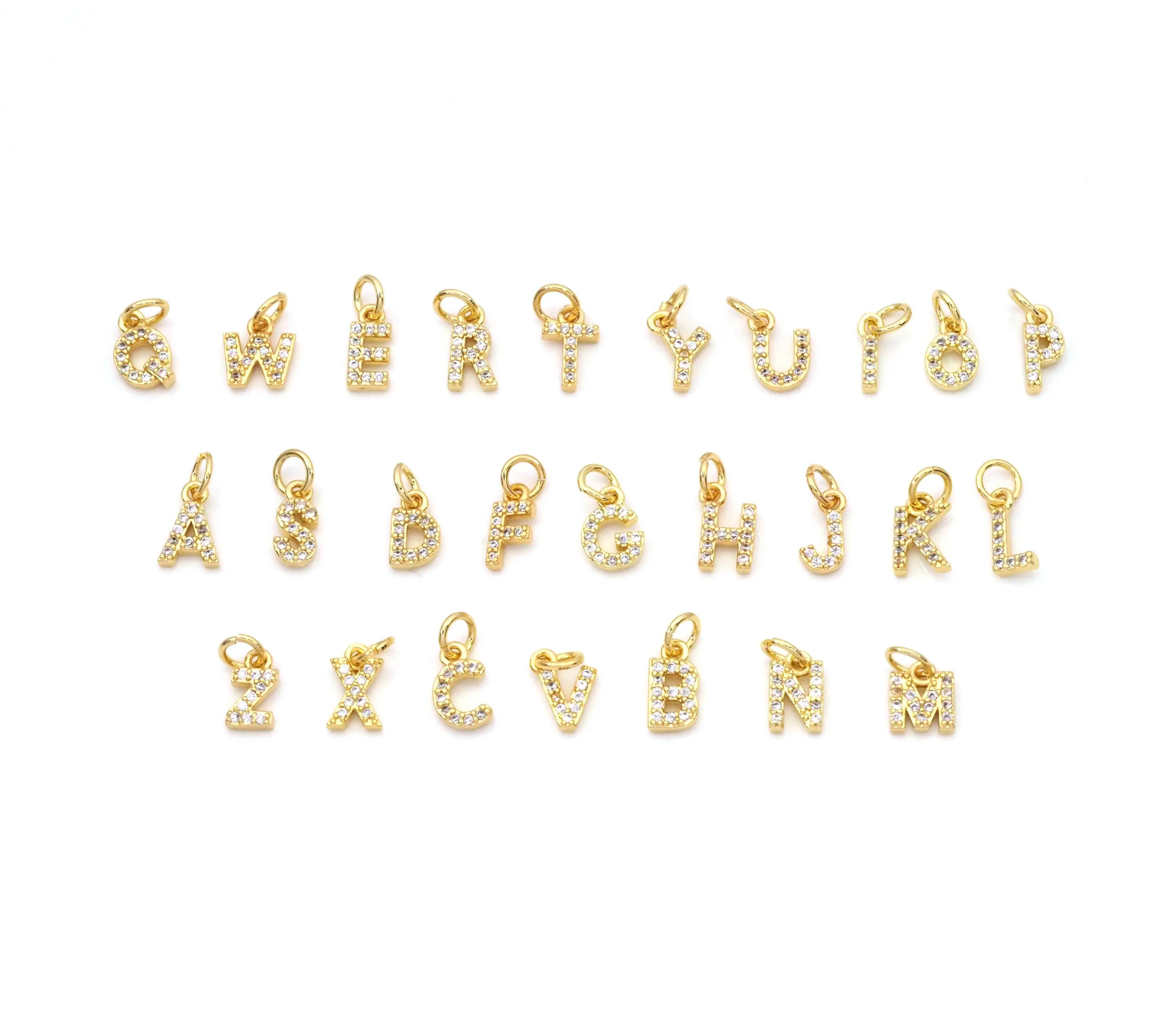 J Cute Gold CZ Initial Charm, Alphabet Name Letter Charm,sku#LX193