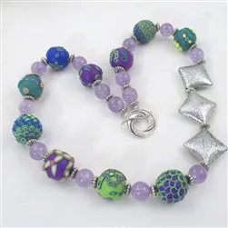 Lilac Fair Trade Bead Necklace in Samunnet and Amethyst Beads