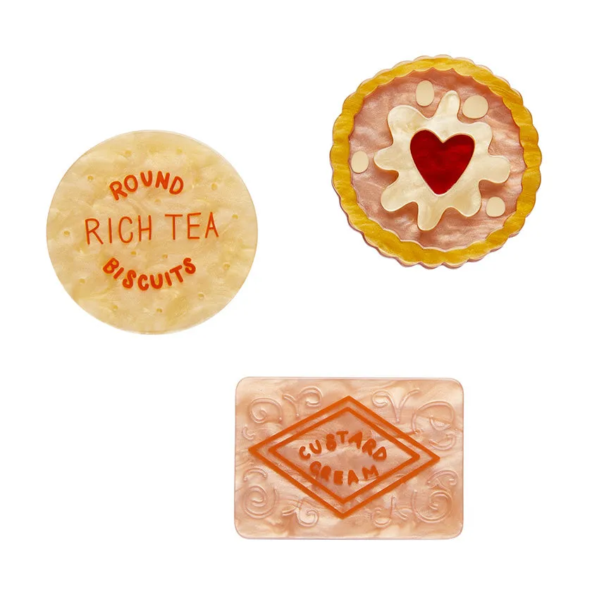 London Calling Collection A Biscuit or Three Mini Brooch Set