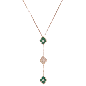 LUCE COLOUR - NECKLACE ROSE GOLD PAVE MALACHITE & 2 DIAMONDS S