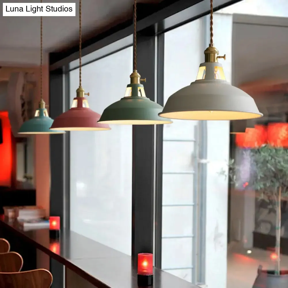 Marta - Industrial Macarons Industrial  Barn Shade Pendant Light Metal 1-Light Pendant Lighting For Restaurant