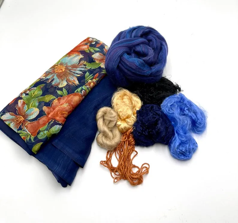 Materials for Wet Felting, Needle Felting, Craft Wet Felting Set for Silk Scarf, Fibers Pack, Silk Scarf, Felting Kit