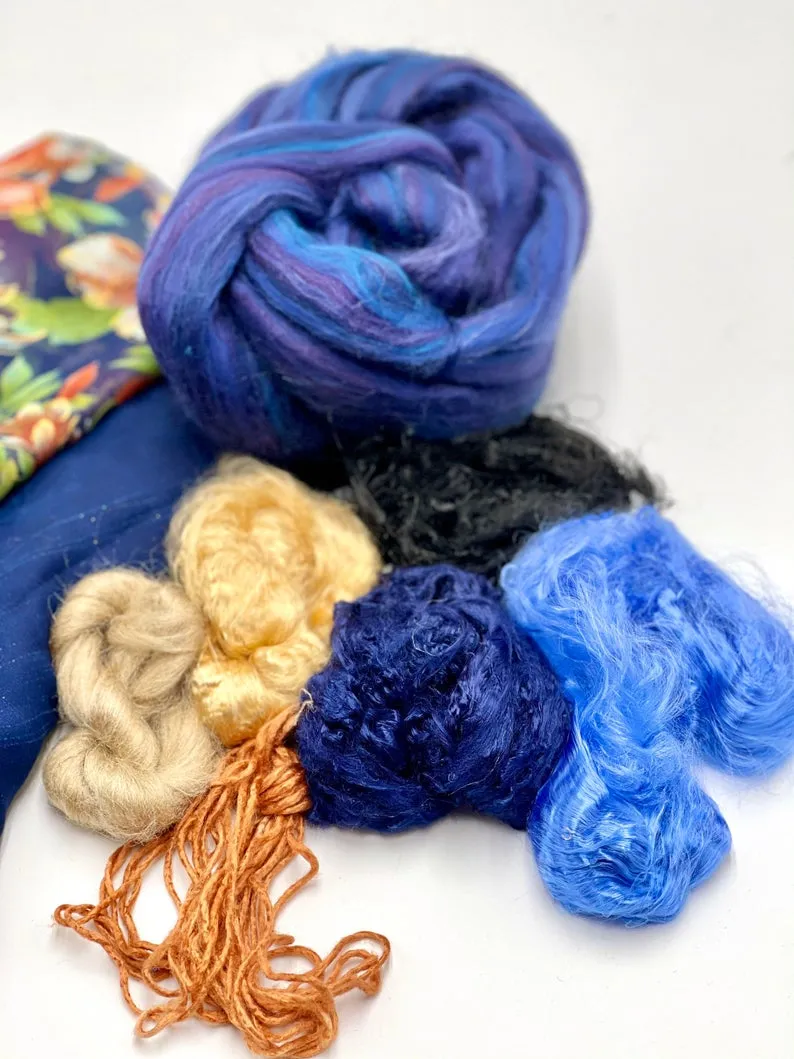 Materials for Wet Felting, Needle Felting, Craft Wet Felting Set for Silk Scarf, Fibers Pack, Silk Scarf, Felting Kit