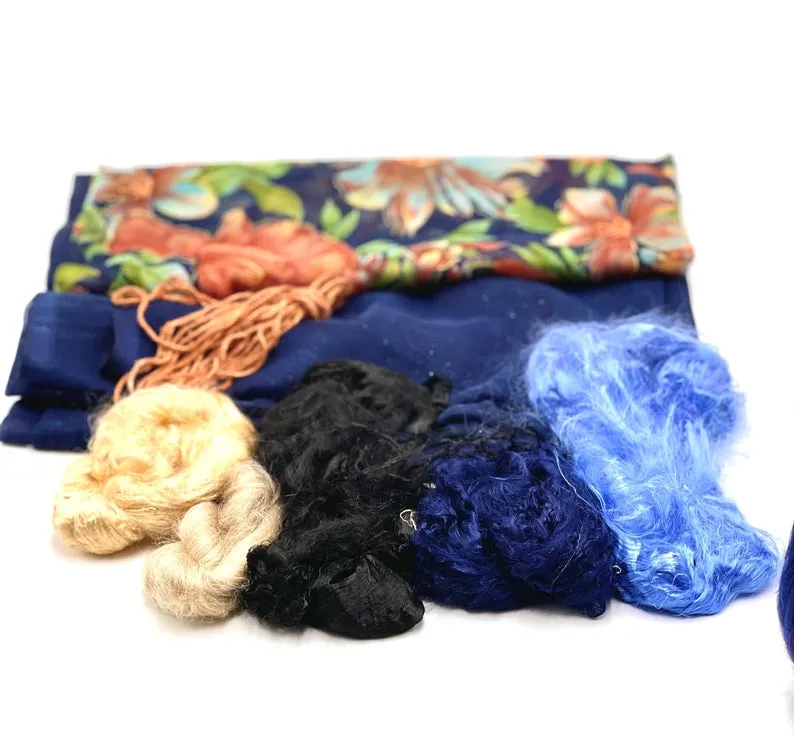 Materials for Wet Felting, Needle Felting, Craft Wet Felting Set for Silk Scarf, Fibers Pack, Silk Scarf, Felting Kit