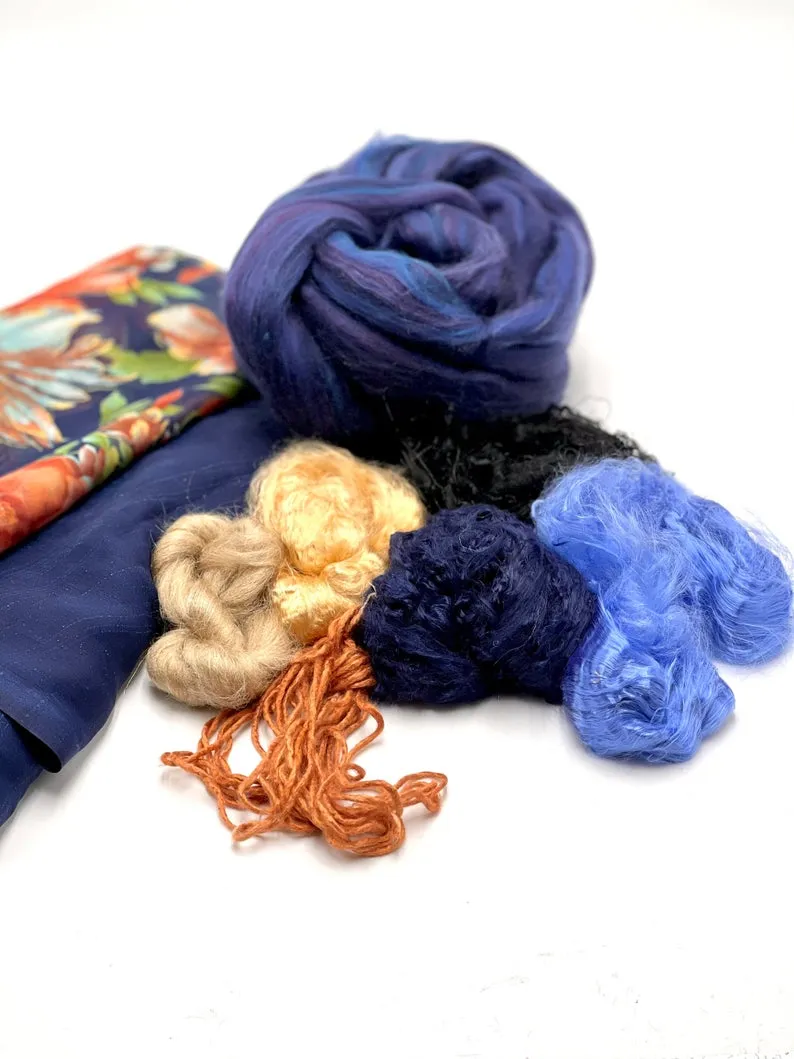 Materials for Wet Felting, Needle Felting, Craft Wet Felting Set for Silk Scarf, Fibers Pack, Silk Scarf, Felting Kit