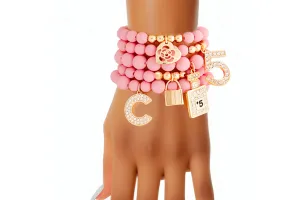 Matte Pink No. 5 Boutique Charm Bracelets