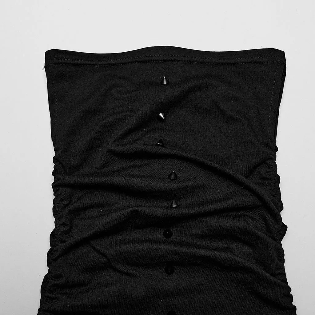 Men's Punk Studded Eyelet Shirt with Undetachable Mask