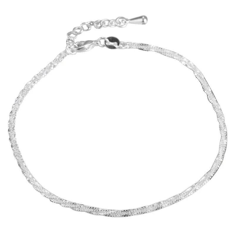 Minimalist Silver Plated Snake Bone Chain Bracelet