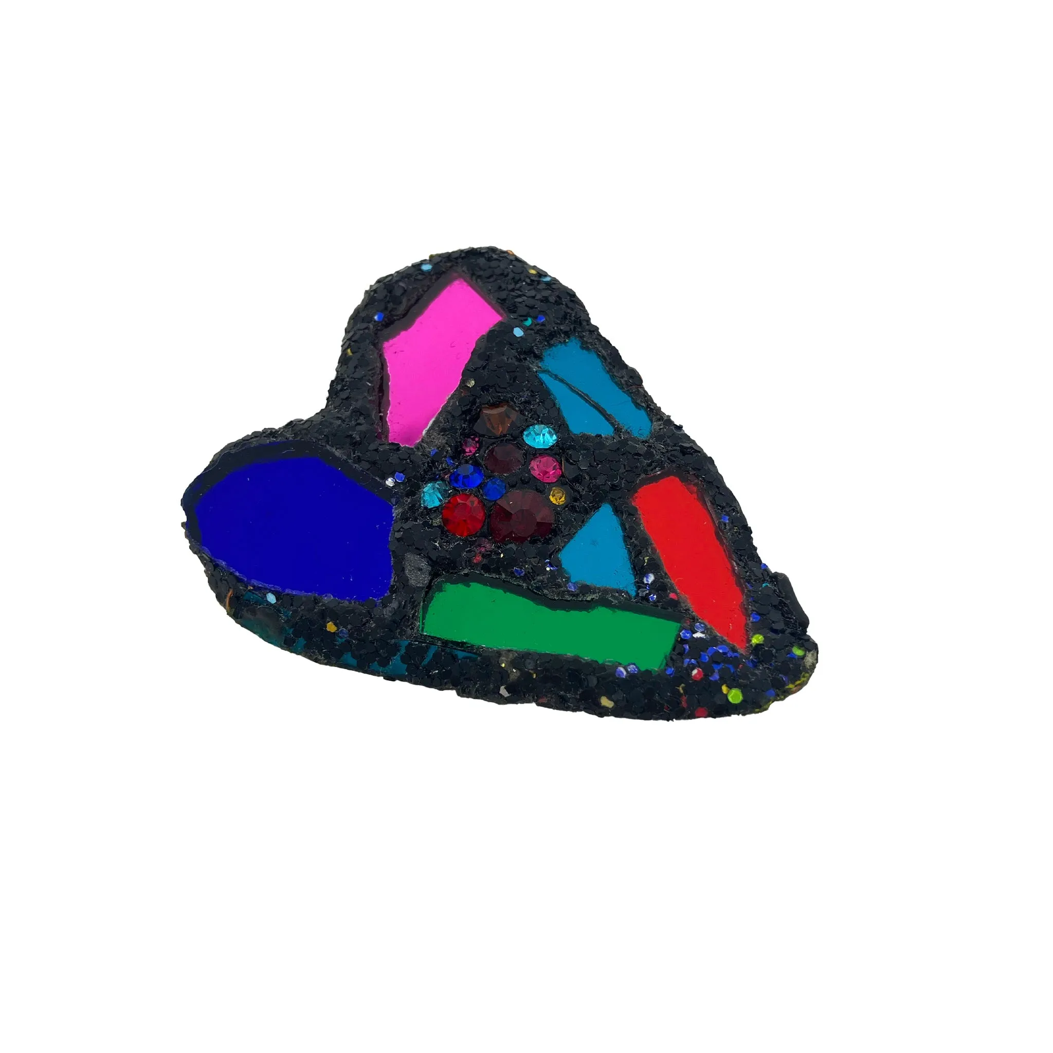 MULTI-COLOURED HARLEQUIN HEART BROOCH, 2023