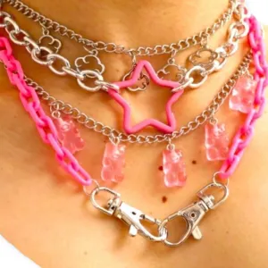 Multilayer Acrylic Charm Chain Choker