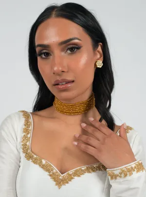 Mustard Stacked Moti Choker