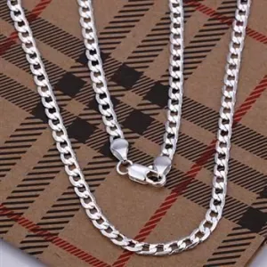 N132-20 925 jewelry silver plated  Necklace, silver plated   Pendant fashion jewelry  4mm Necklace-20 inches /aneajela dyuamqba