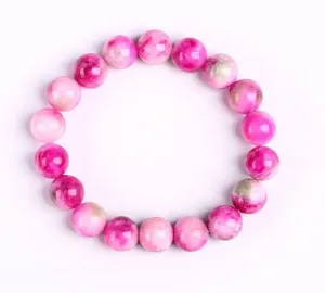 Natural White Pink Chalcedony Single Circle DIY Bracelet