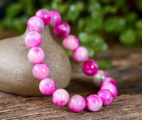 Natural White Pink Chalcedony Single Circle DIY Bracelet