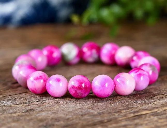 Natural White Pink Chalcedony Single Circle DIY Bracelet