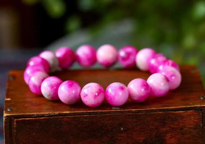 Natural White Pink Chalcedony Single Circle DIY Bracelet