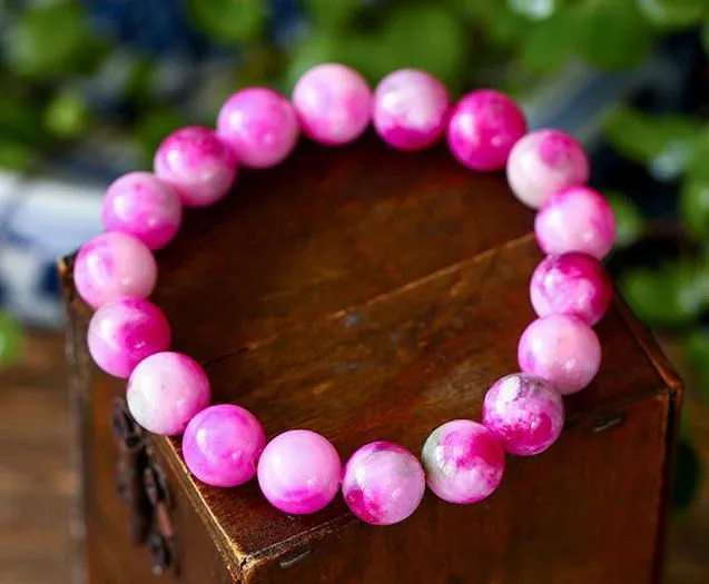 Natural White Pink Chalcedony Single Circle DIY Bracelet