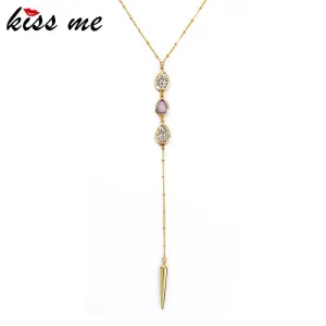 New Arrival Gold Color Rivet Pendant Necklace Fashion Jewelry Summer Long Women Necklace Birthday Gift