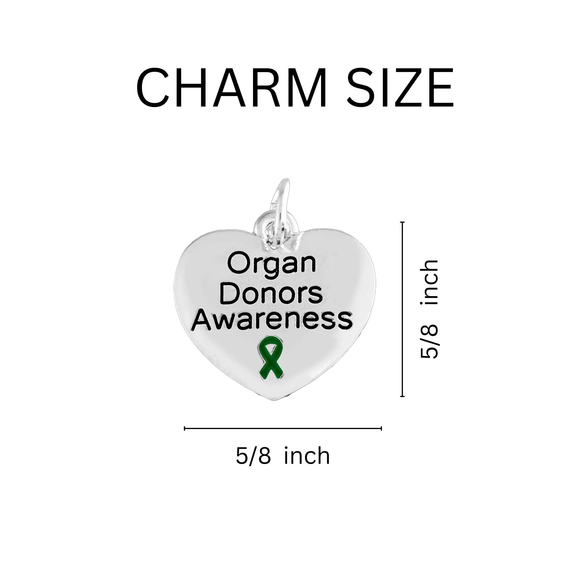 Organ Donors Green Ribbon Heart Necklaces