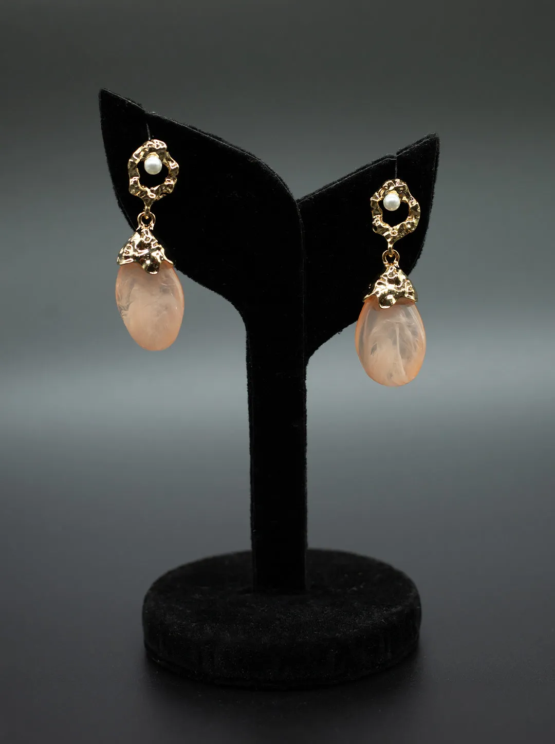 Ornaio 18K Gold Plated Anti-Tarnish Golden Cream Elegant Dangle Earrings