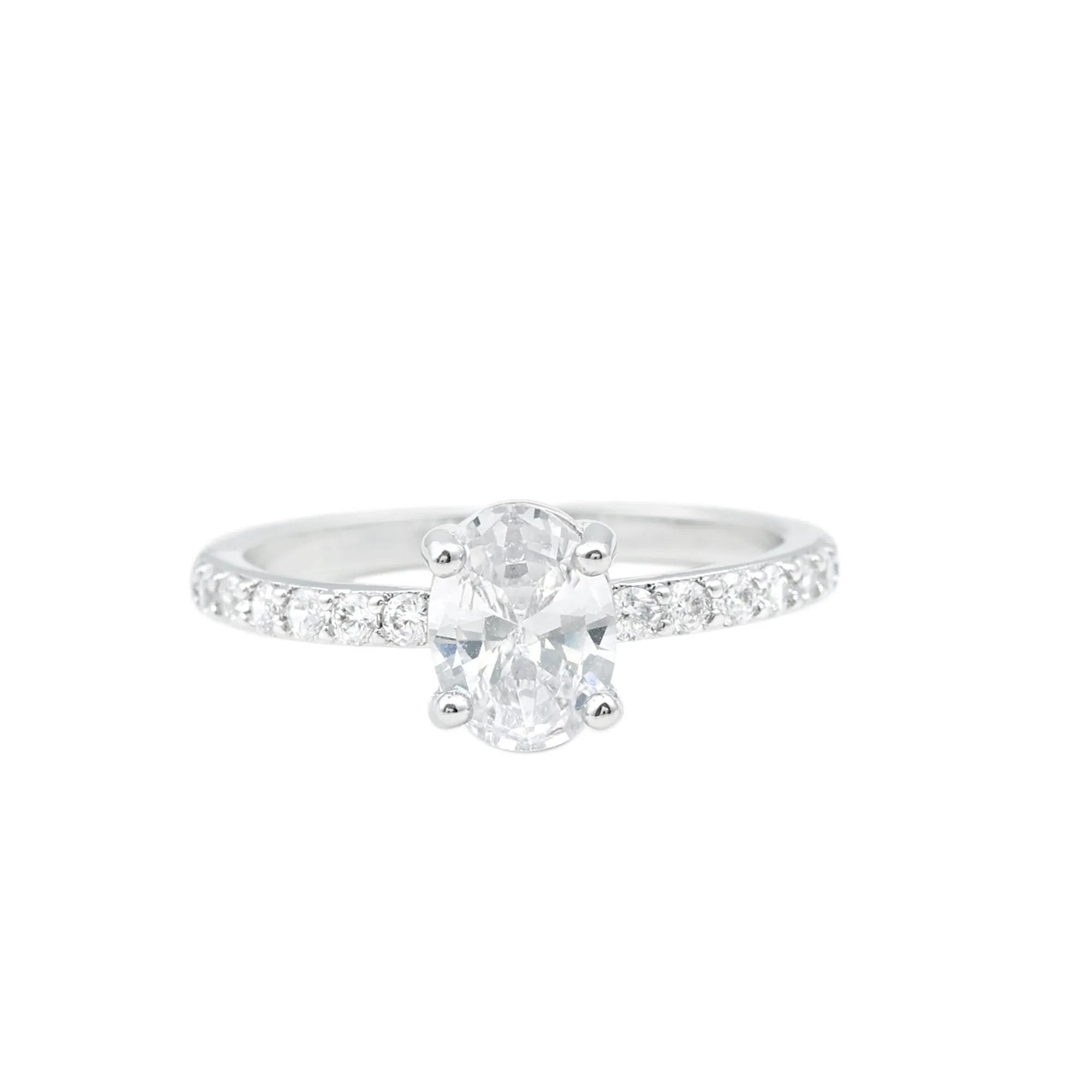 Oval Lab Grown Diamond Solitaire Engagement Ring with Side Stones