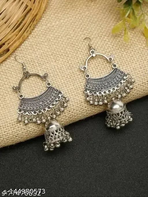 Oxidised Silver Earrings &amp; Studs Collection (Set of 4)