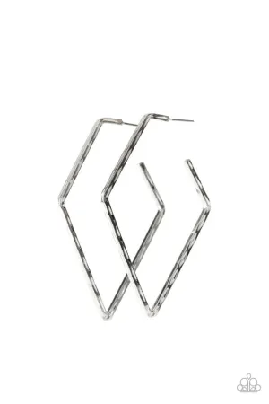 Paparazzi Earring ~ Geo Grunge - Silver