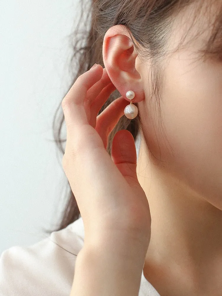 Petite Two Pearl Studs Earrings