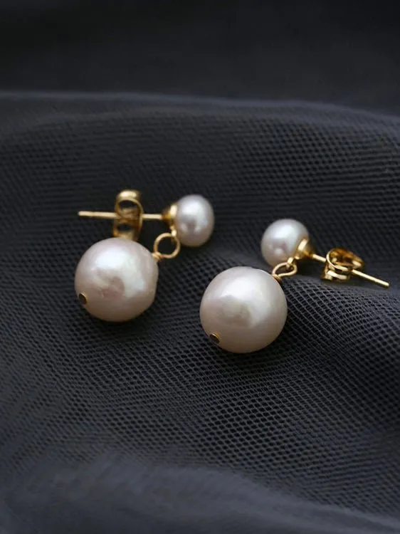 Petite Two Pearl Studs Earrings