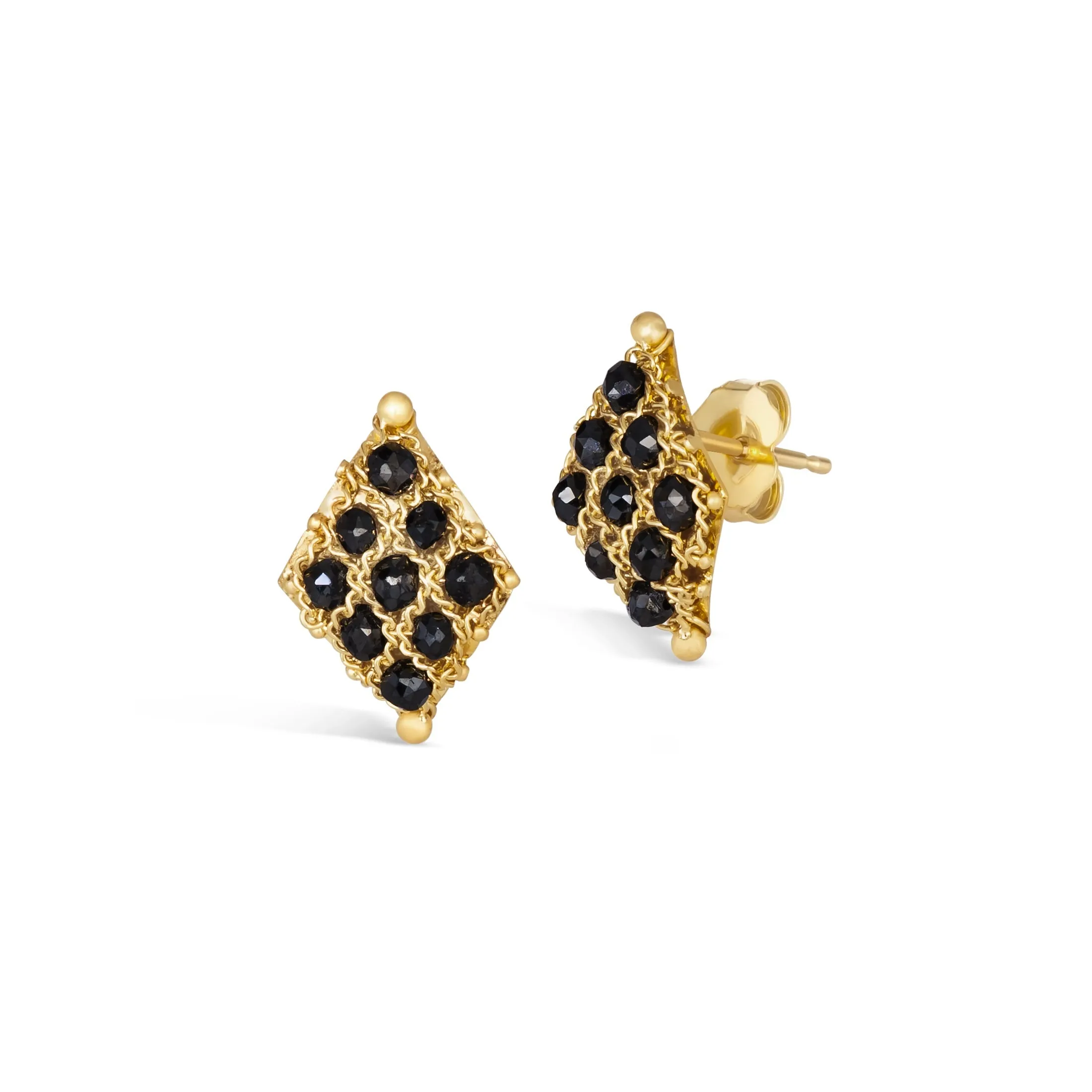 Petite Woven Lattice Earrings in Black Diamond