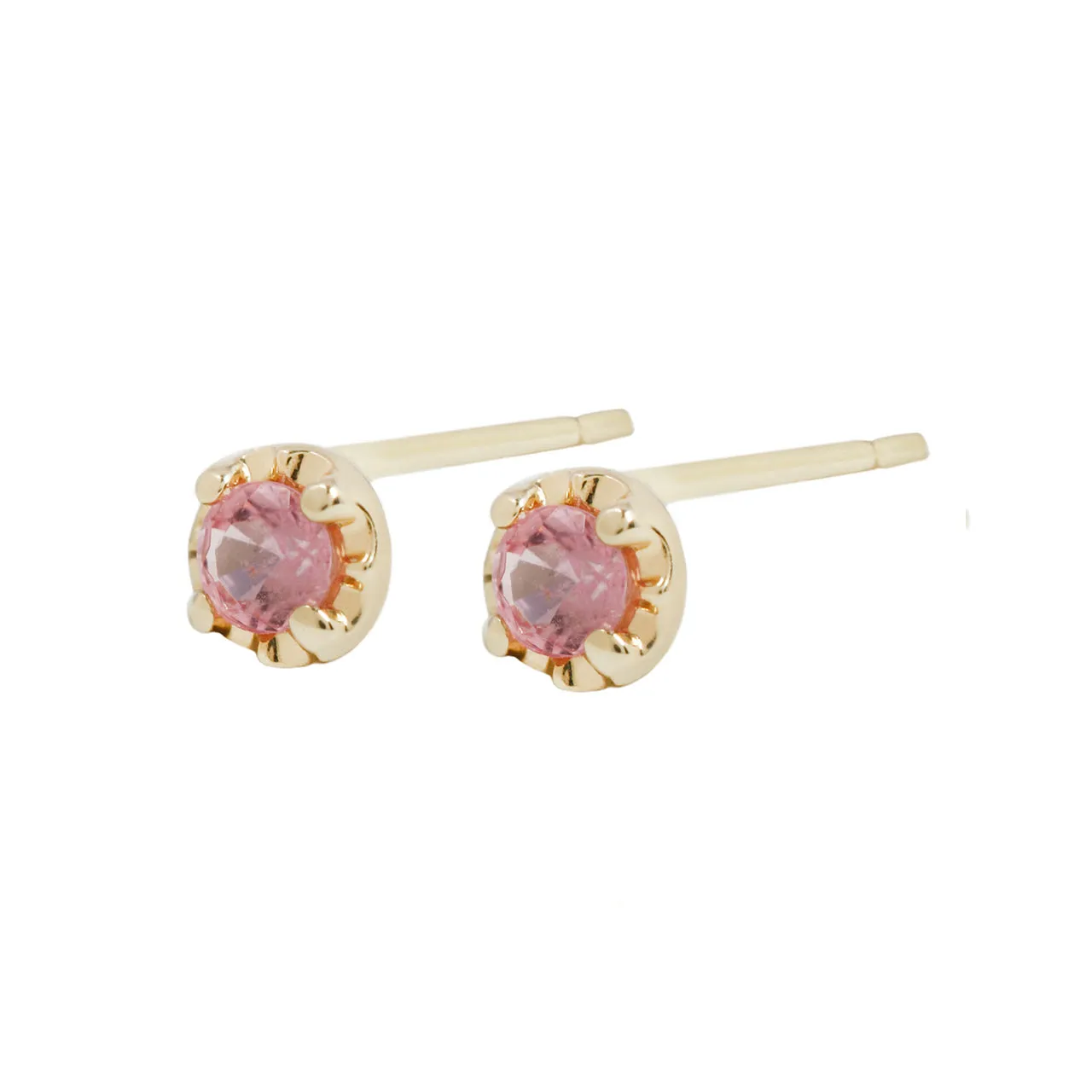 Pink tourmaline prong studs