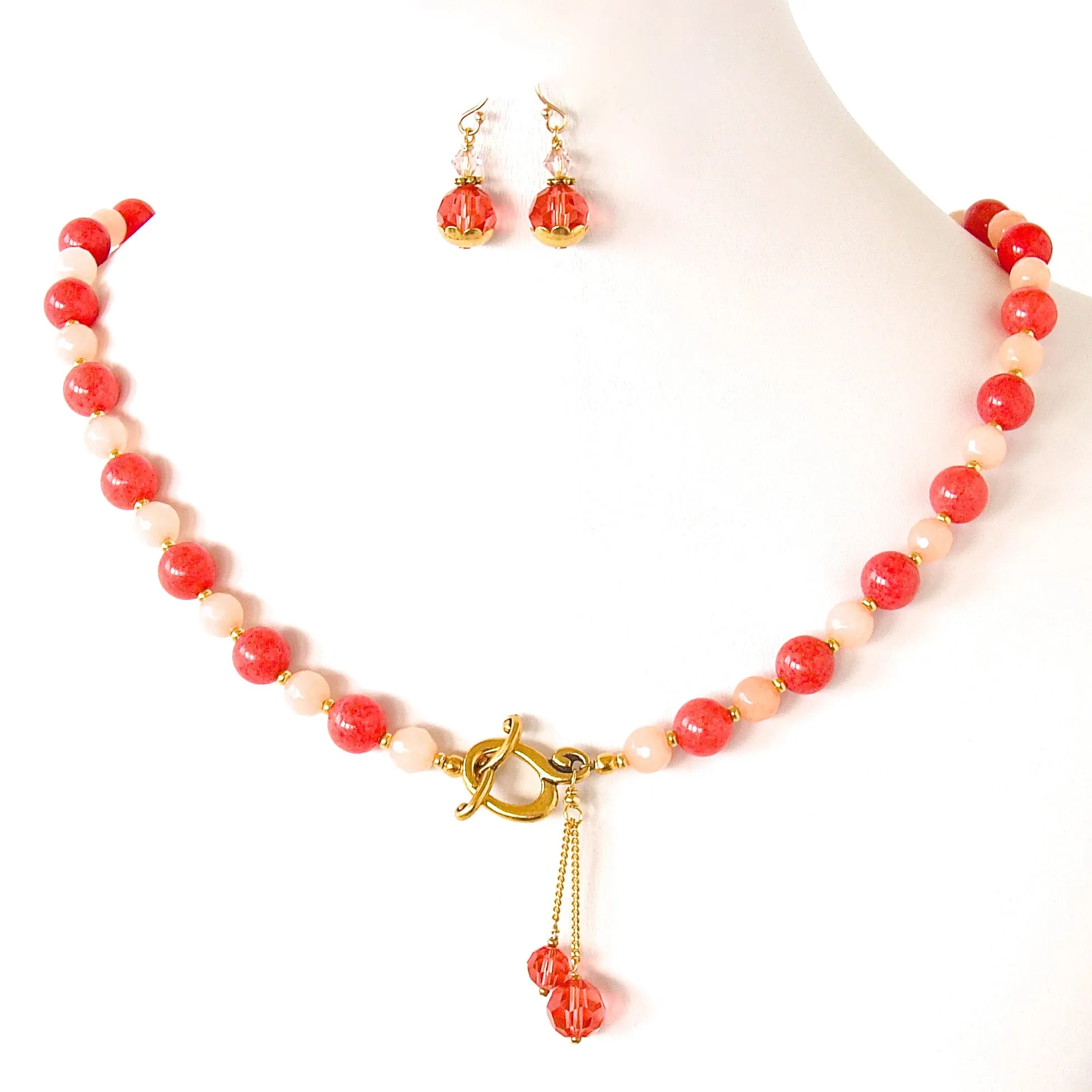 Poppy: Coral Colored Necklace Set