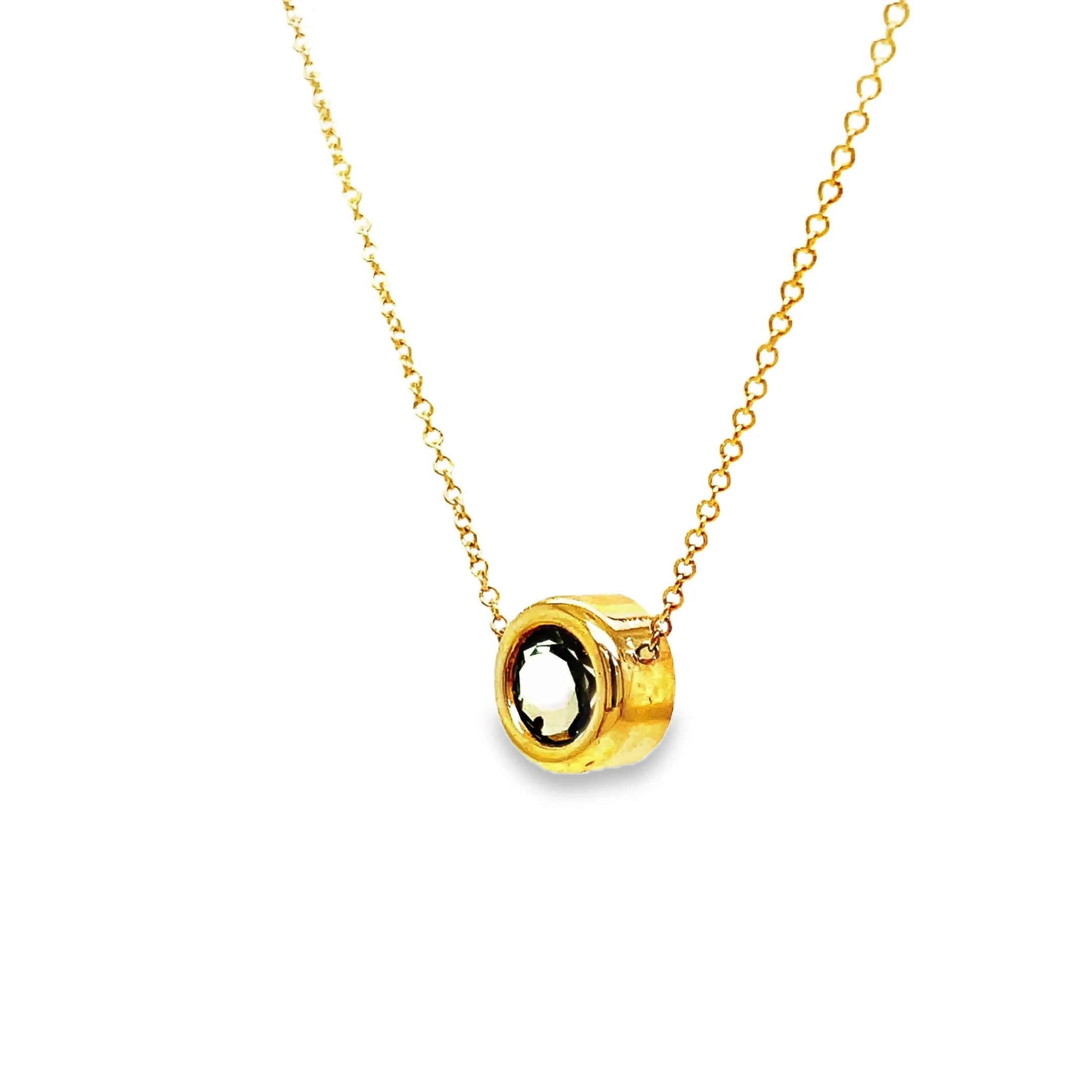 Praziolite Gold Bezel Pendant Necklace