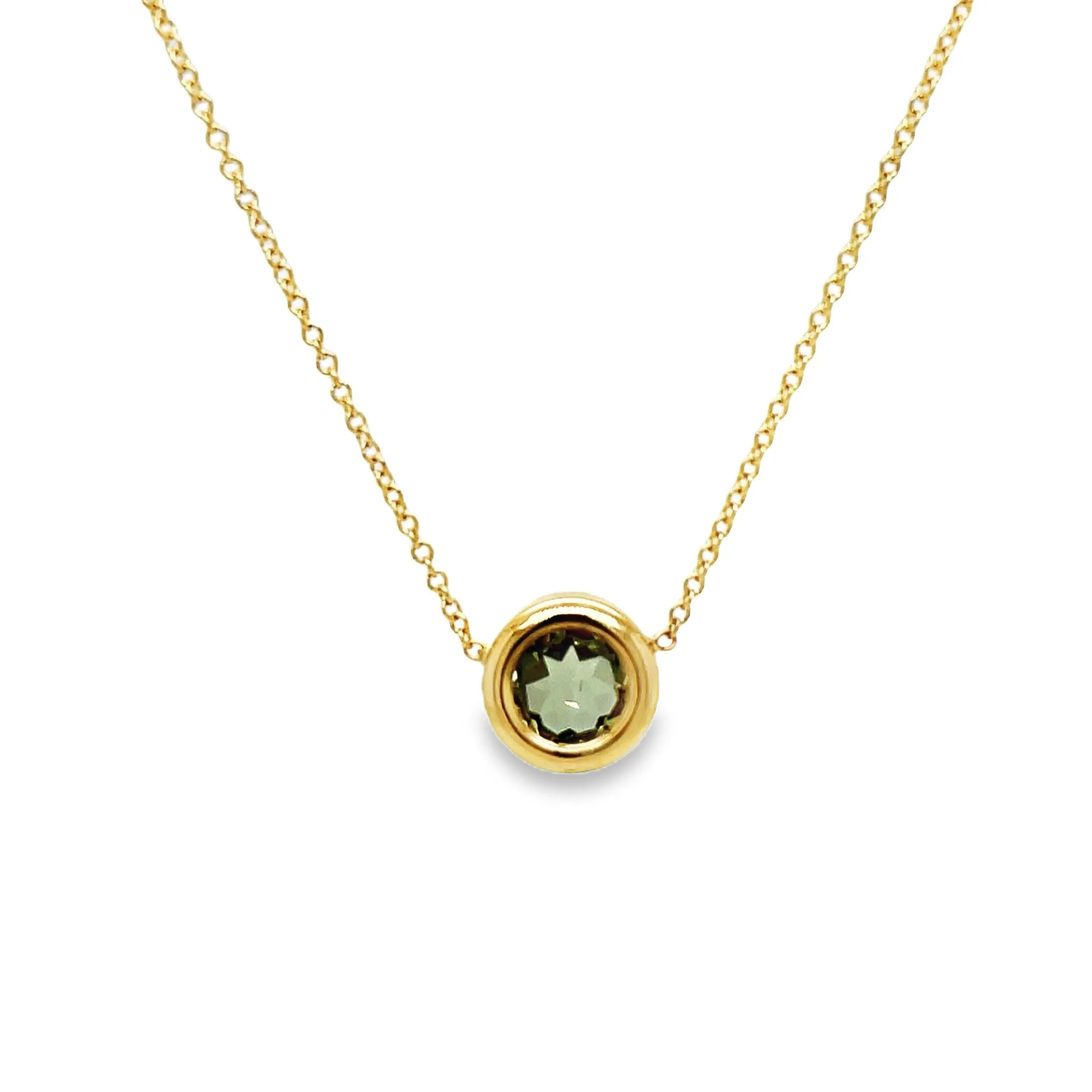 Praziolite Gold Bezel Pendant Necklace