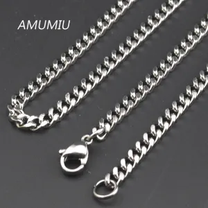 Promotion !  (40-70cm),3mm Width 316L Stainless Steel For Women Men Fashion Silver Chains Necklace Gifts KN001