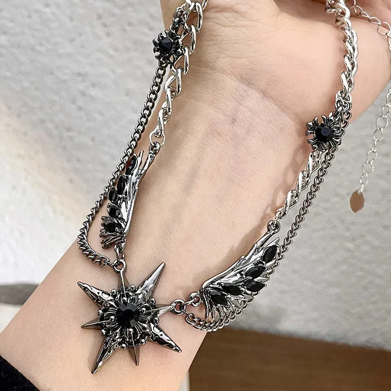 Punk Gothic Black Wings Choker